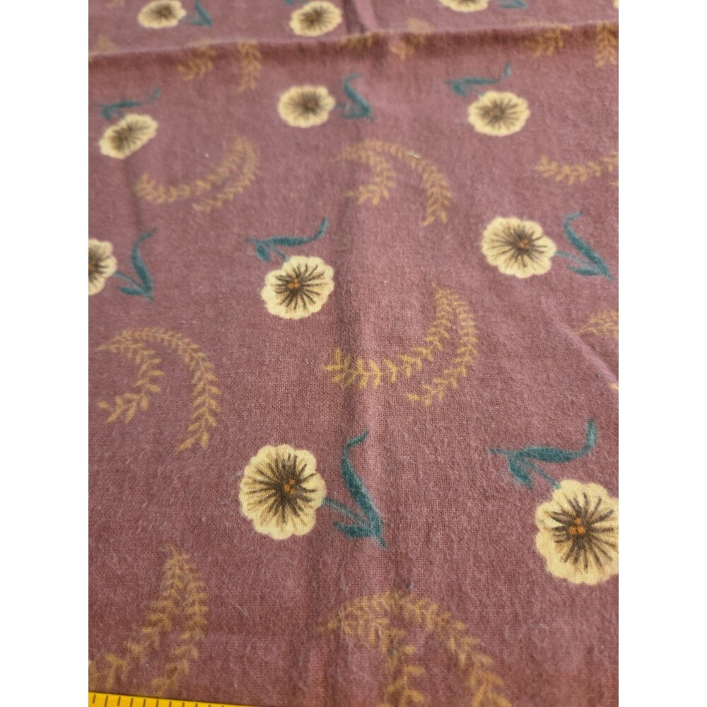 1/2 Yard Purple With Flowers Flannel Fabric 44 Wide
